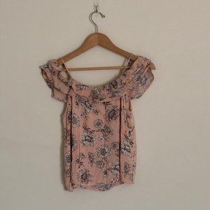 Mossimo | Pink Floral Cold Shoulder Top